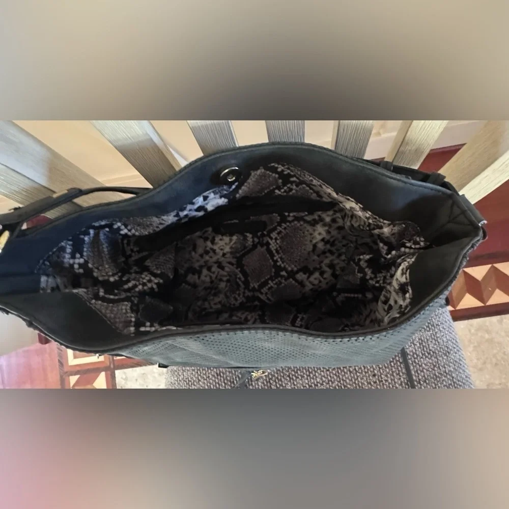 Nicole Miller New York Classic Black Hobo Bag with Gold Accents